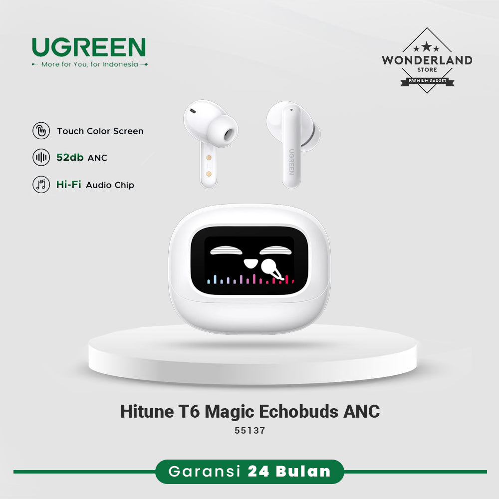 Ugreen HiTune T6 Magic EchoBuds TWS Earphone Wireless Bluetooth 5.4 ANC with Fun Smart Display LDAC HiRes