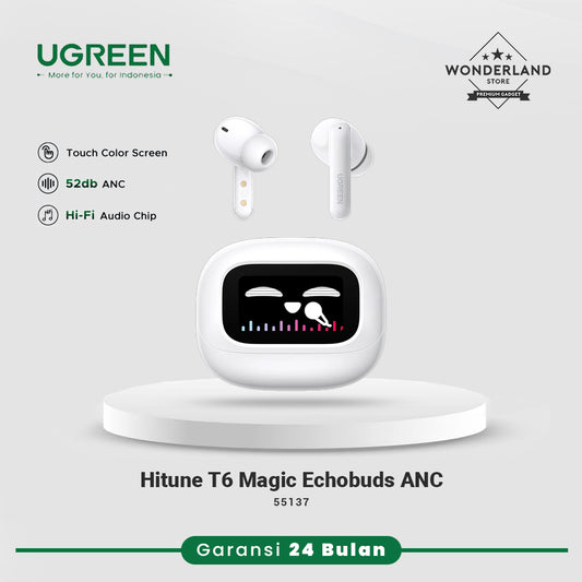 Ugreen HiTune T6 Magic EchoBuds TWS Earphone Wireless Bluetooth 5.4 ANC with Fun Smart Display LDAC HiRes