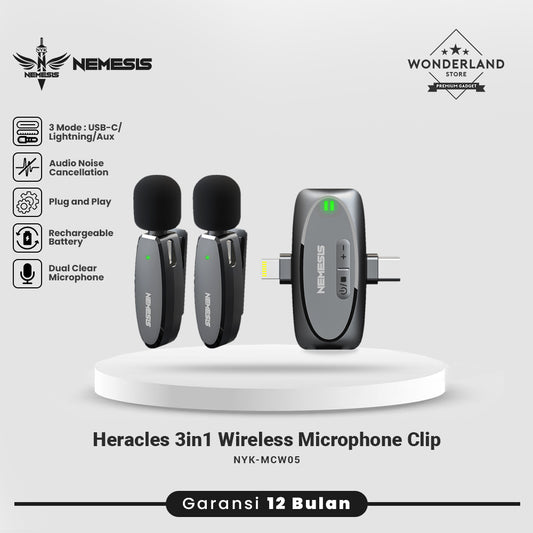 NYK Nemesis Heracles Microphone Wireless 2.4GHz Clip On 3in1 Heracles MCW-05 Musai MCW-02 Erato MCW-01