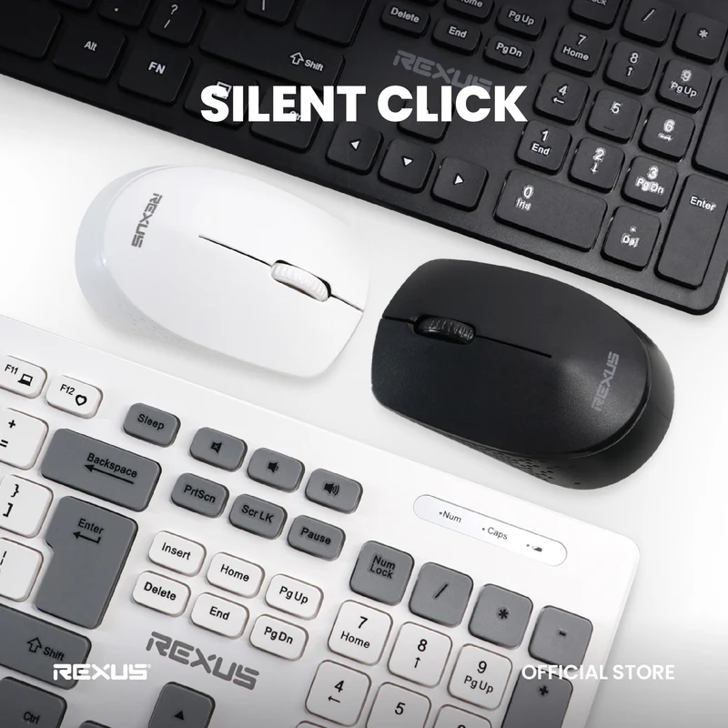 Rexus KM8 Keyboard Mouse Wireless Combo Silent Click Full Size 2.4Ghz Nano Receiver