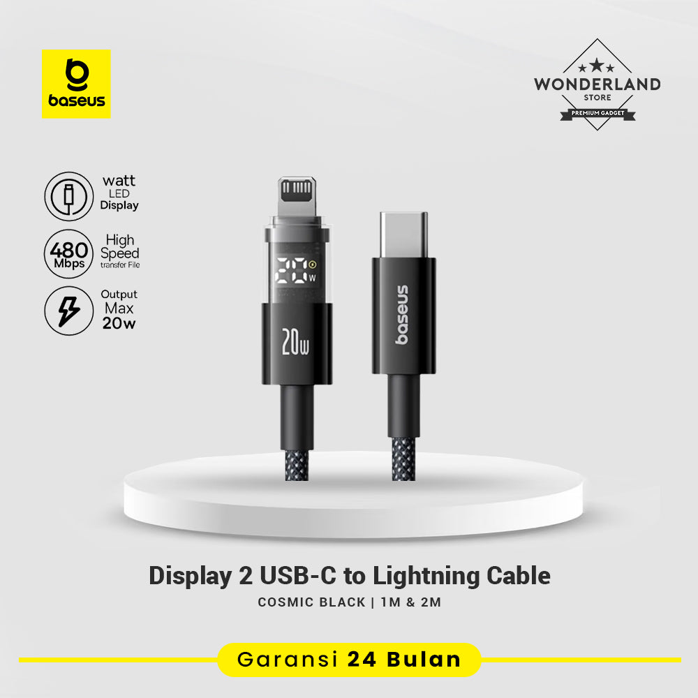 Baseus Display 2 Kabel Data USB-C to Lightning 20W Nylon Braided Fast Charging