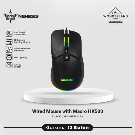 NYK Nemesis Mouse Gaming HK500 Wired Connection Macro Setting 7D Buttons