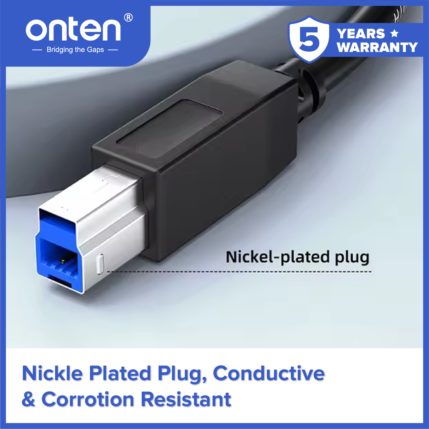 Onten Kabel Printer USB 3.0 Type B Printer Cable 1.8 Meter High Speed OTN-US106