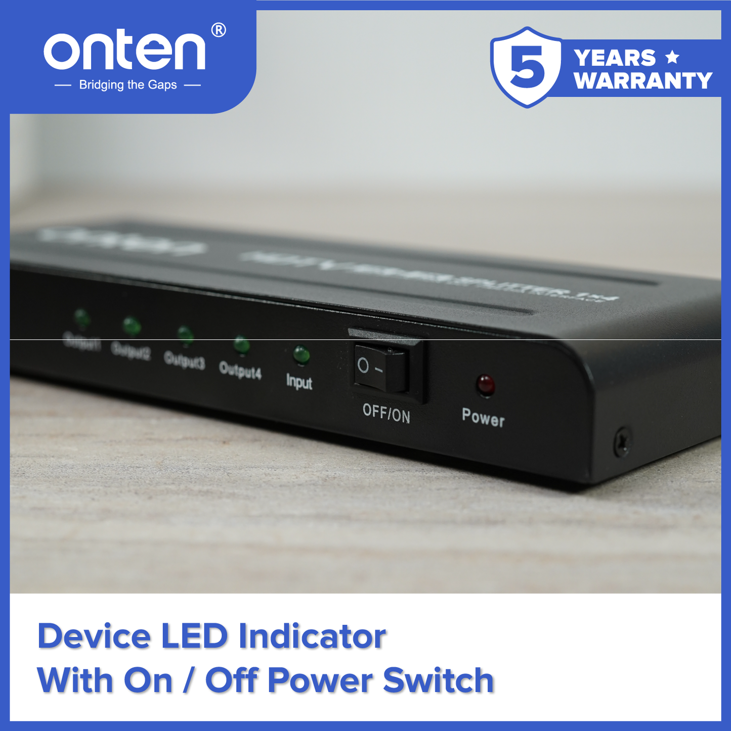 Onten HDMI Splitter 4K 1080P 1 Input 4 Output Multi Device Compabillity OTN-CS144S