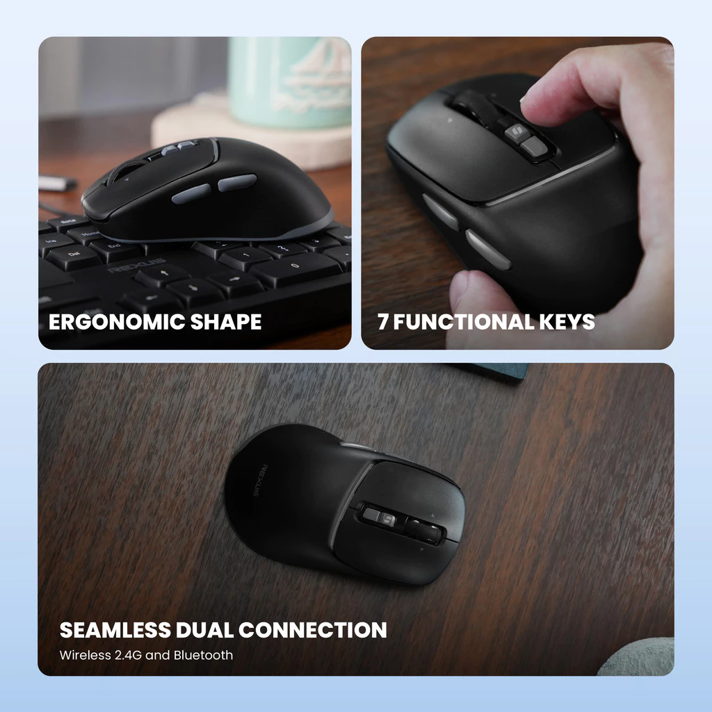 Rexus Q15V2 Nava Pro Q15 Versi 2 Mouse Office Wireless Silent Click - Ergonomic Shape with Co-Pilot