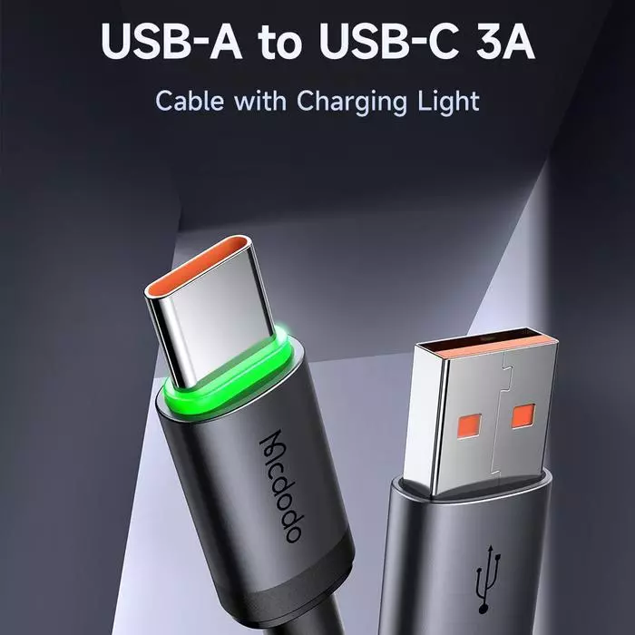 Mcdodo Kabel Data USB-C 3A 60W LED Indicator Fast Charging CA-3961