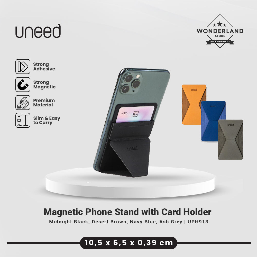 Uneed Magnetic Phone Grip / Phone Stand with Card Holder - UPH913
