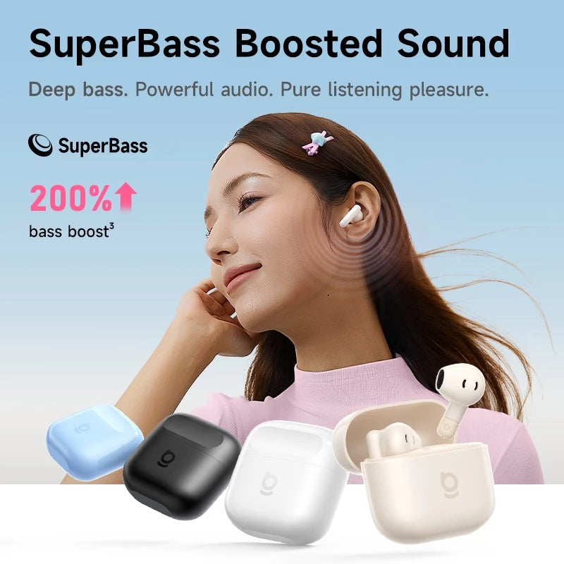 Baseus Bass BS2 Lite Semi In Ear TWS True Wireless Bluetooth Earphones SuperBass Enhanced Sound