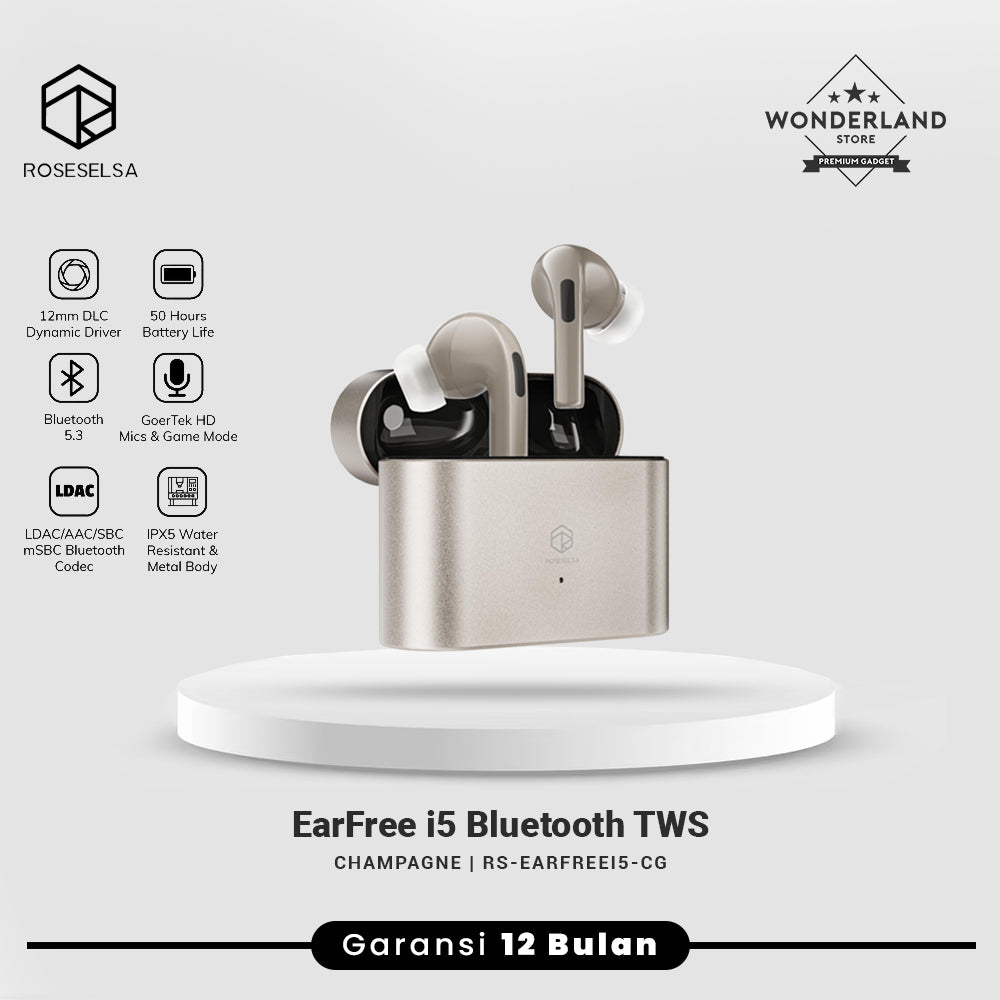 Roseselsa EarFree i5 Bluetooth 12mm DLC Dynamic Driver True Wireless TWS