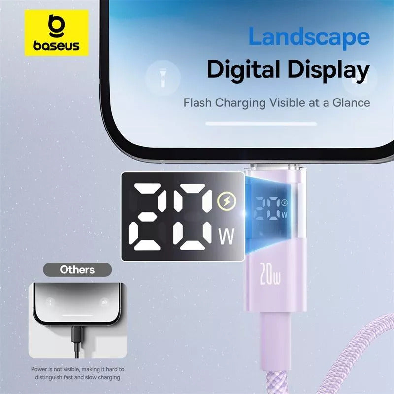 Baseus Display 2 Kabel Data USB-C to Lightning 20W Nylon Braided Fast Charging