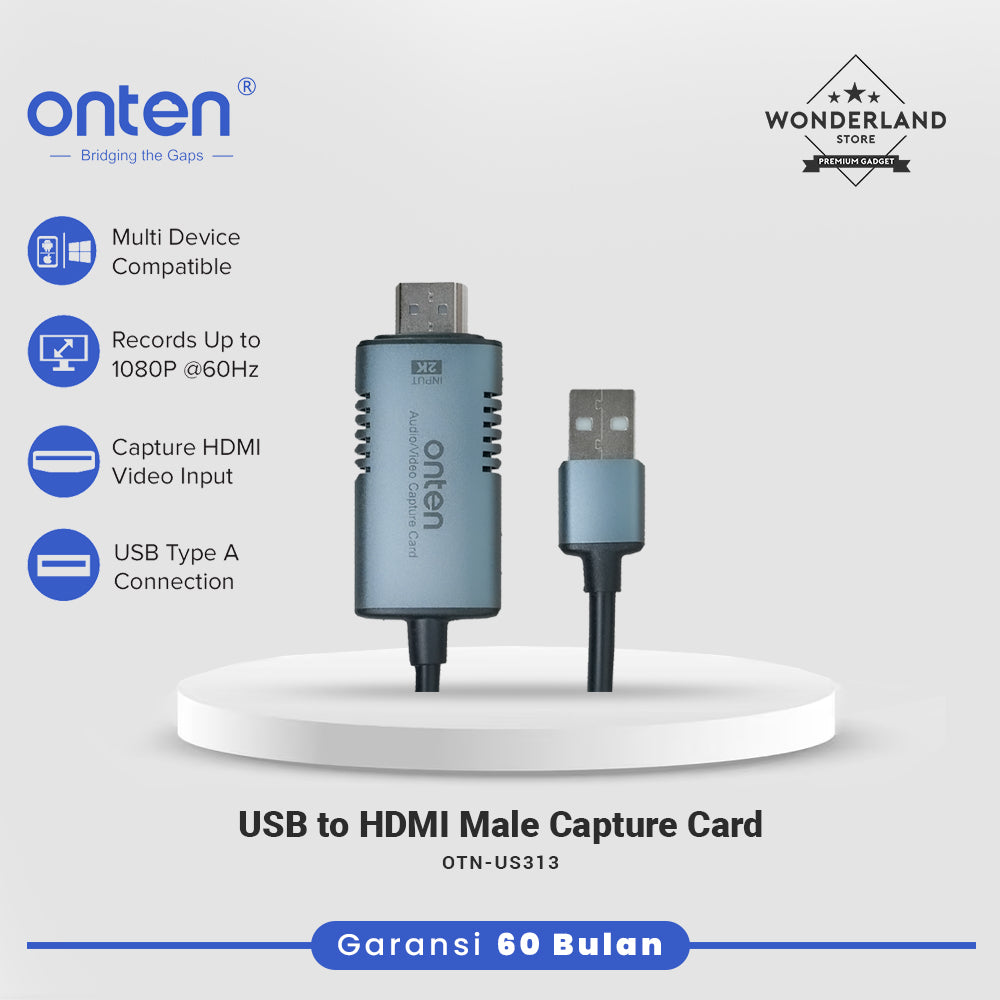 Onten Kabel Video Capture Card USB To HDMI Male Streaming Live 1080P OTN-US313