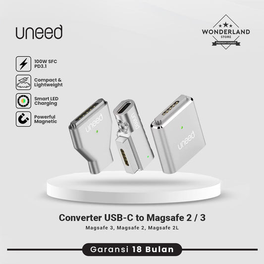 Uneed Converter USB-C to Magsafe 2 - Magsafe 3 Adapter Macbook Laptop Charger 100W PD 3.1 Fast Charging