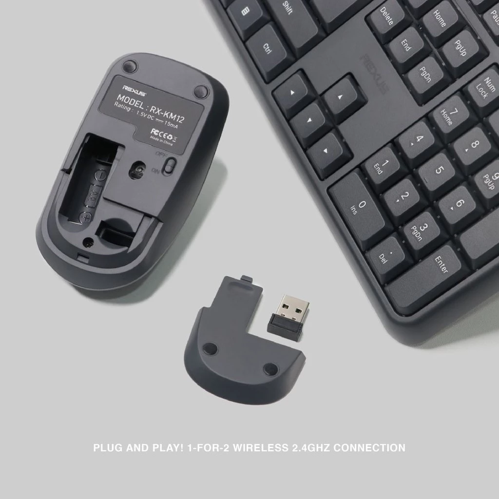 Rexus KM12 Combo Office 2in1 Keyboard & Mouse Wireless Silent Click