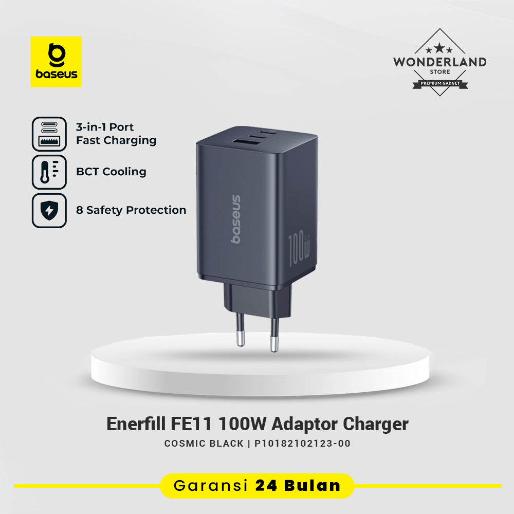 Baseus EnerFill FE11 Adaptor 100W Charger 2 USB-C + 1 USB-C 100W PPS PD3.0 QC3.0