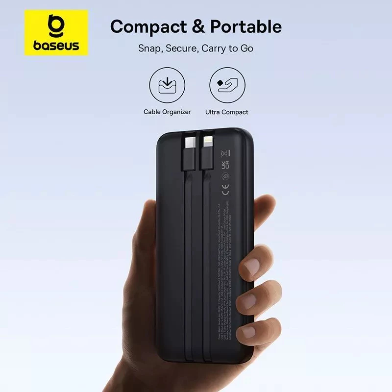 Baseus Powerbank Lipow 10000mAh & 20000mAh 22.5W Dual-Cable USB-C Lighting Digital Display