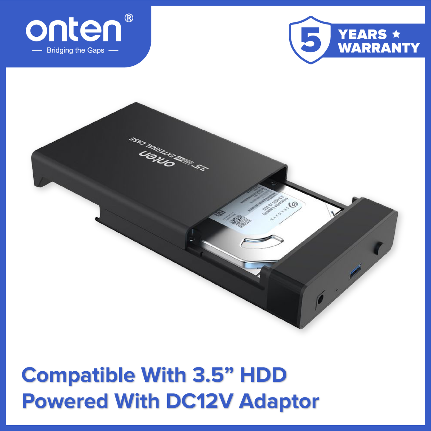 Onten External Casing 3.5 HDD SATA V.3.0 5Gbps For HDD/SSD Enclosure OTN-UHD3