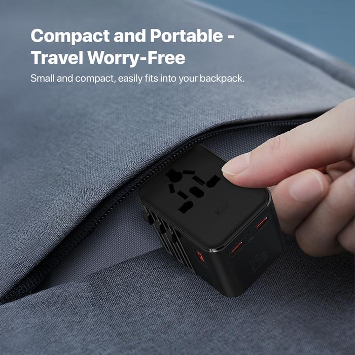 KIIP C27T Universal Travel Adapter GaN Charger EU/US/US/JP/AU PD PPS 25W
