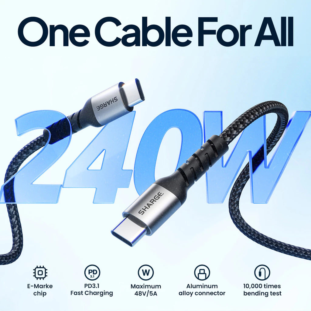 Sharge Kabel USB-C to C 240W PD3.1 PPS PPS2.0 SFC Nylon Braided