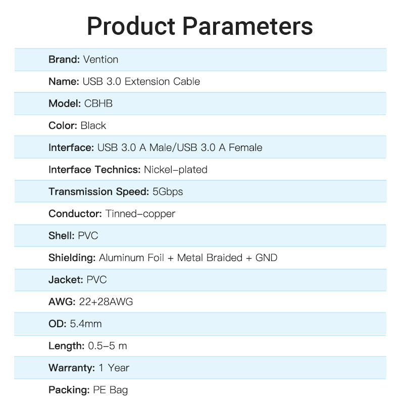 Vention Kabel USB A 3.0 Extension Cable 5Gbps Male to Female