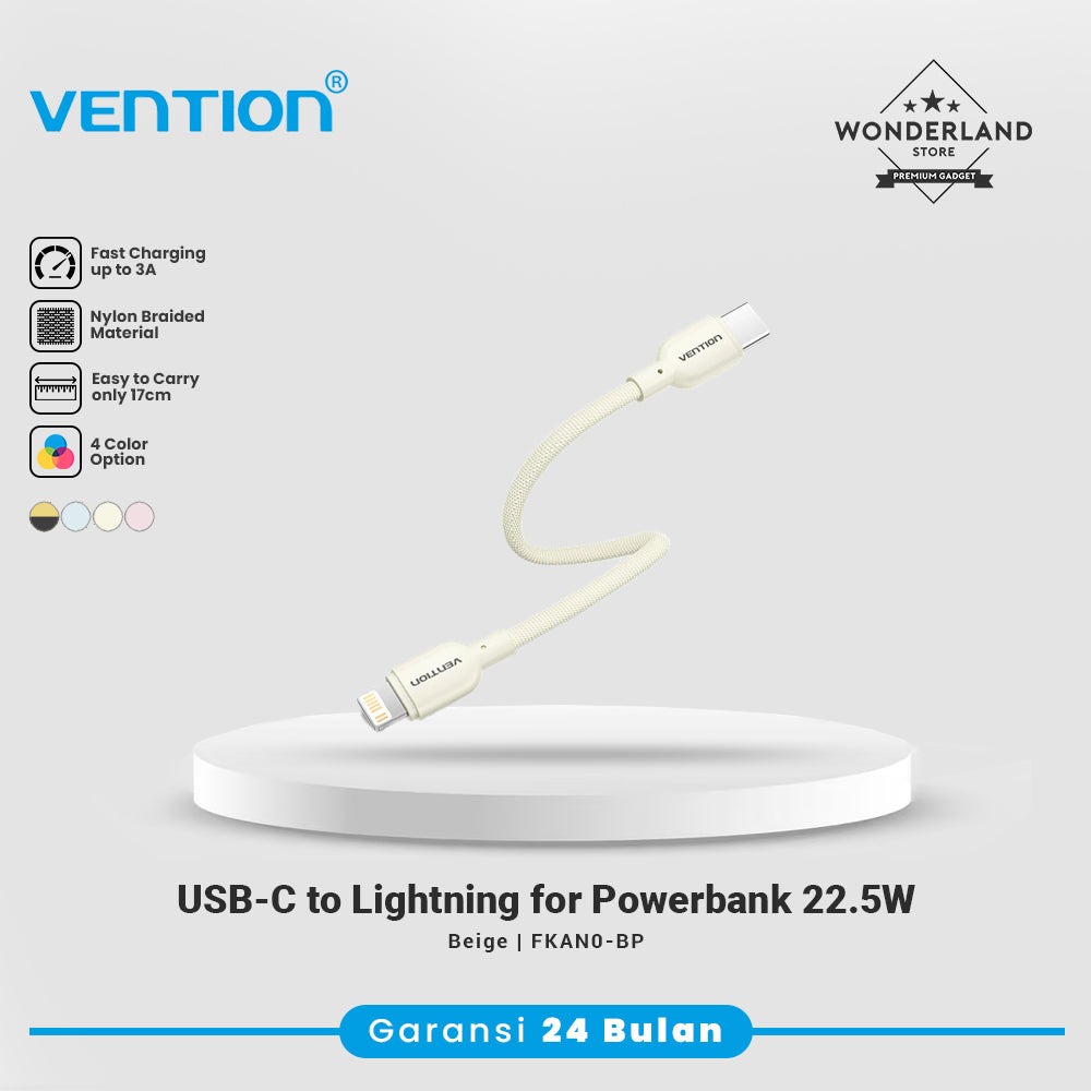 Vention Kabel Powerbank Pendek USB-C to Lightning Velo Series 27W 3A Fast Charging Nylon Braided