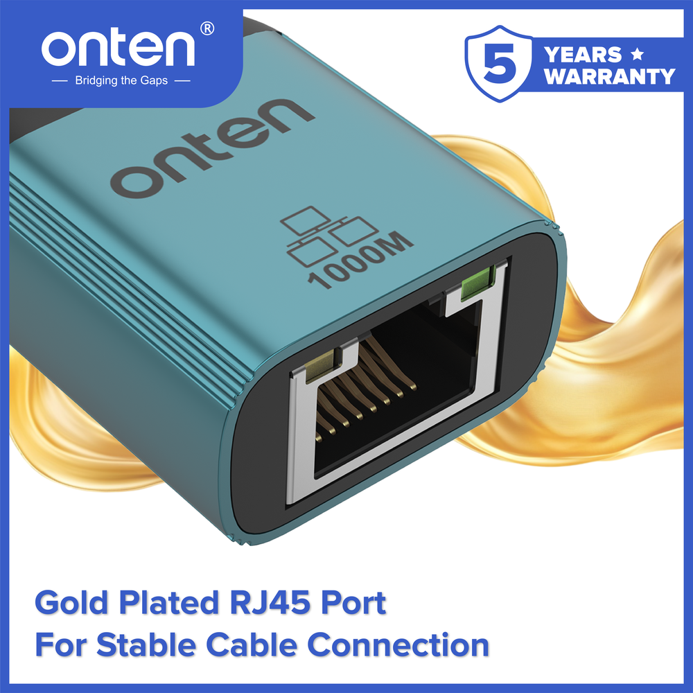 Onten Converter USB-C to Gigabit Lan Ethernet Connector 1000Mb/s OTN-UC101