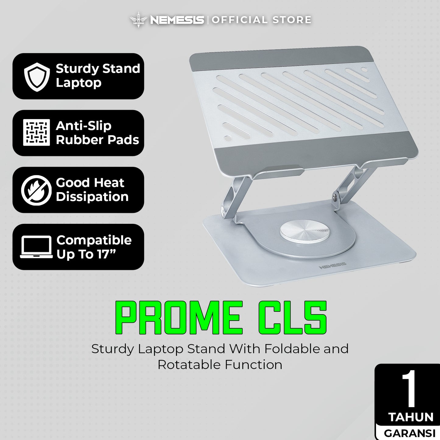Nemesis Stand Laptop Prome CL5 Ergonomic Rotate 360 Full Aluminium