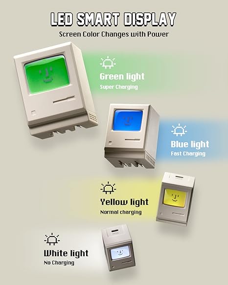Sharger Adaptor Retro 35W 67W USB-C Charger Vintage Tech Macintosh Design GaN Fast Charging