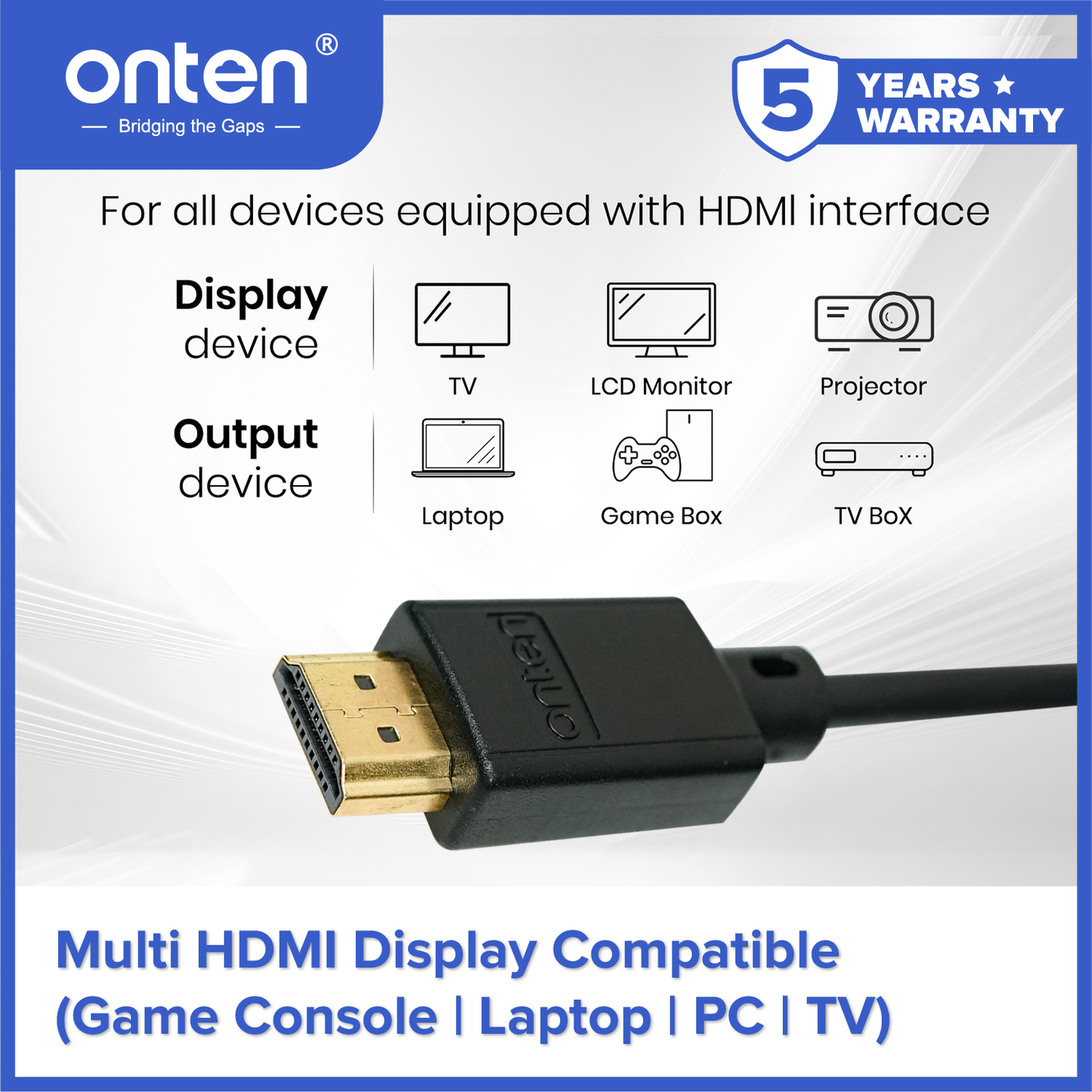 Onten Kabel HDMI To HDMI 1.4 4K 30Hz 1.5M 3M 5M Gold Plated Connector OTN-8305