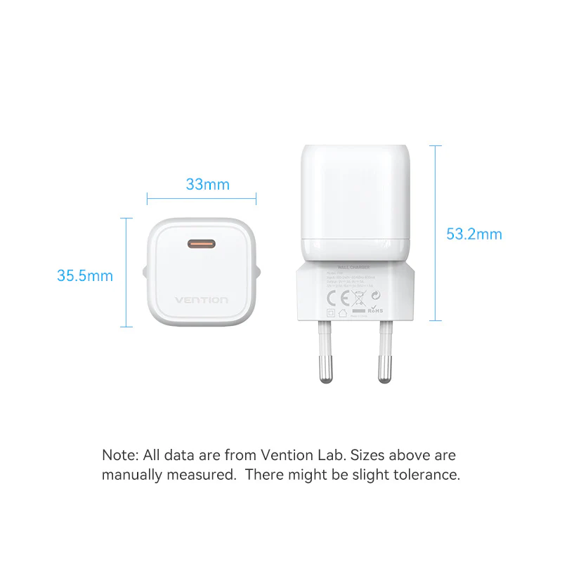 Vention GaN Mini 30W Fast Charger Adapter Super PD Power Delivery Quick Charge