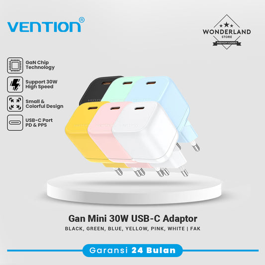 Vention GaN Mini 30W Fast Charger Adapter Super PD Power Delivery Quick Charge