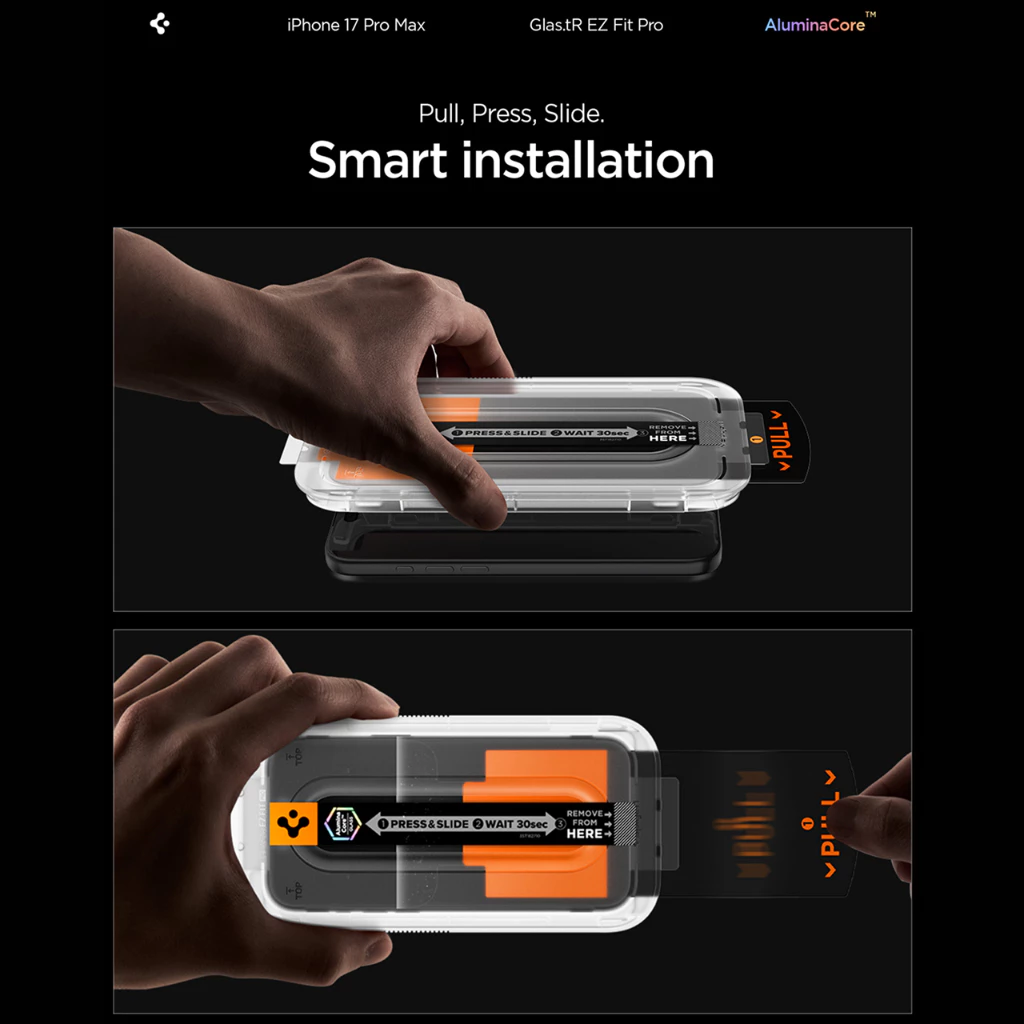 Spigen Tempered Glass for iPhone 17 Pro Max Air Spigen GlastR EZ Fit Pro HD with Tray Clear Privacy