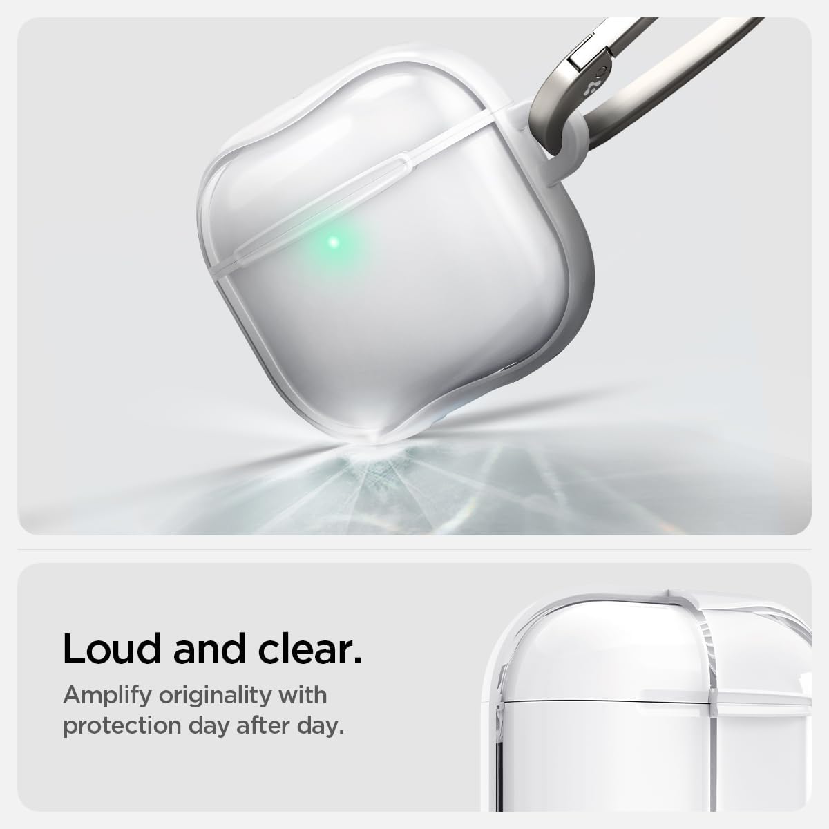 Spigen Case AirPods Gen 4 Ultra Hybrid Clear White Casing Anti Gores Slim Clear Transparan Casing