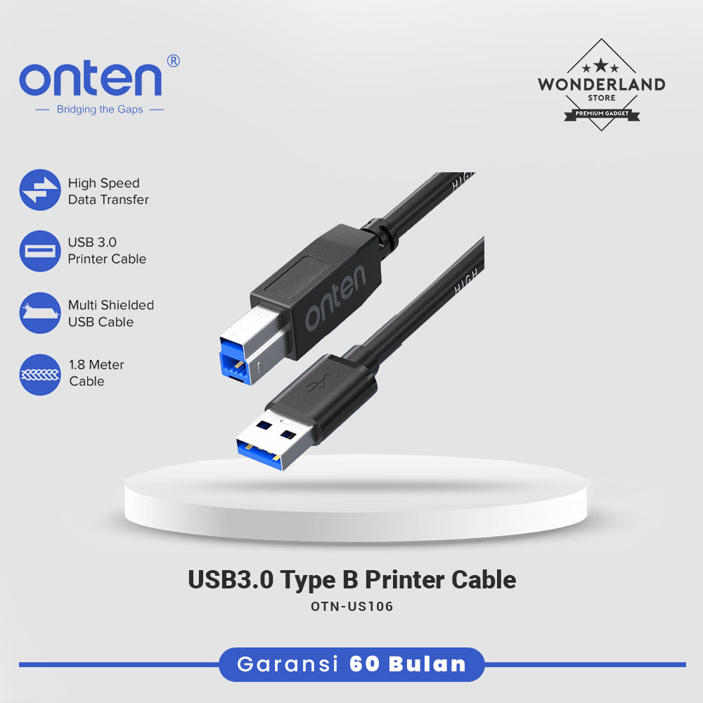 Onten Kabel Printer USB 3.0 Type B Printer Cable 1.8 Meter High Speed OTN-US106