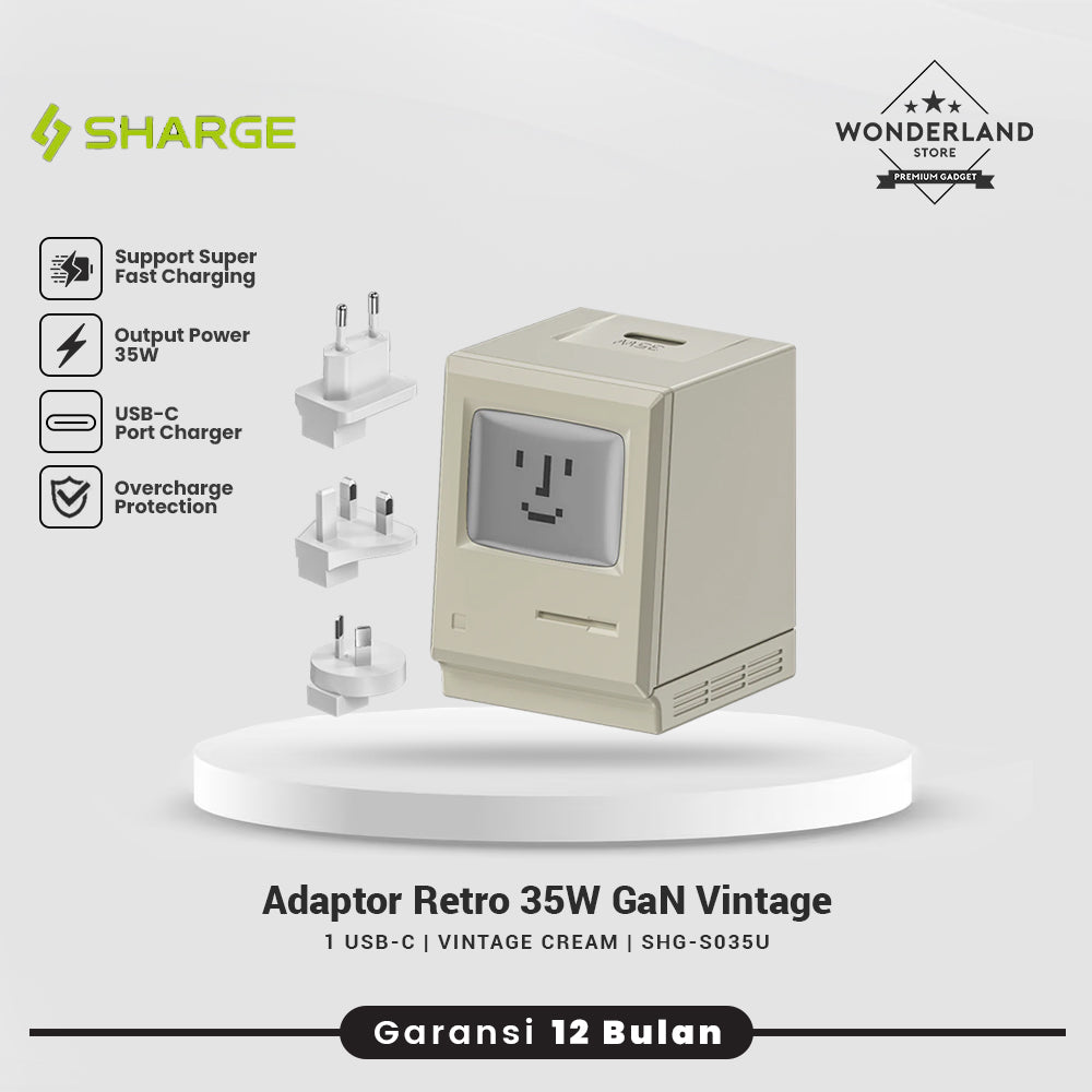 Sharger Adaptor Retro 35W 67W USB-C Charger Vintage Tech Macintosh Design GaN Fast Charging