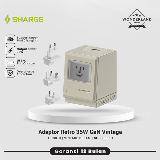 Sharger Adaptor Retro 35W 67W USB-C Charger Vintage Tech Macintosh Design GaN Fast Charging