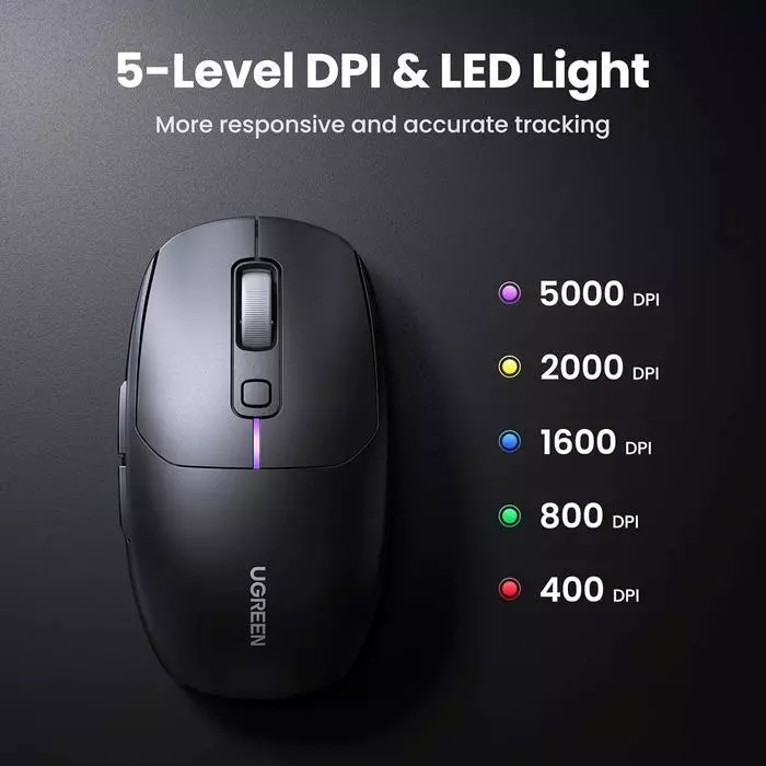 Ugreen Gaming Mouse Rechargeable 3 Mode Ergonomic 5 DPI Silent Click