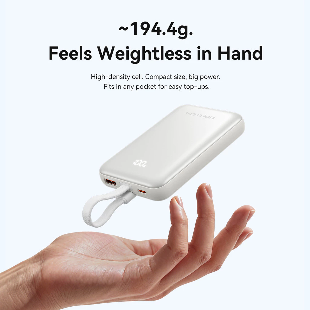 Vention CCC Magnetic Powerbank 10000mAh Fast Charging 22.5W Wireless 15W Built in Cable USB-C