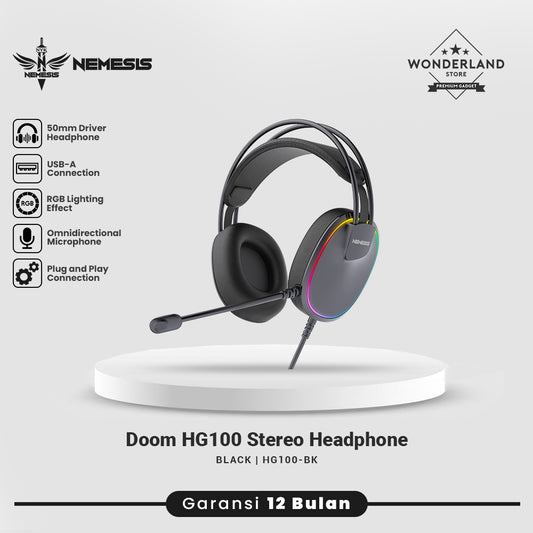 Nemesis DOOM HG100 Headset Gaming 7.1 Virtual Surround RGB Ultra-Lightweight with Microphone