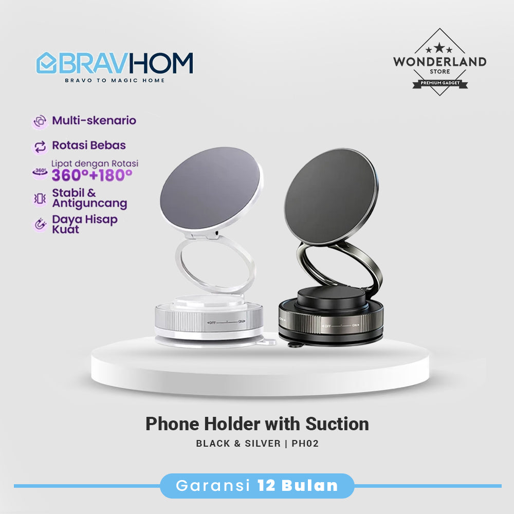 Bravhom PC02 Magnetic Phone Holder Vacuum Suction Strong Magnet 360 Rotatable