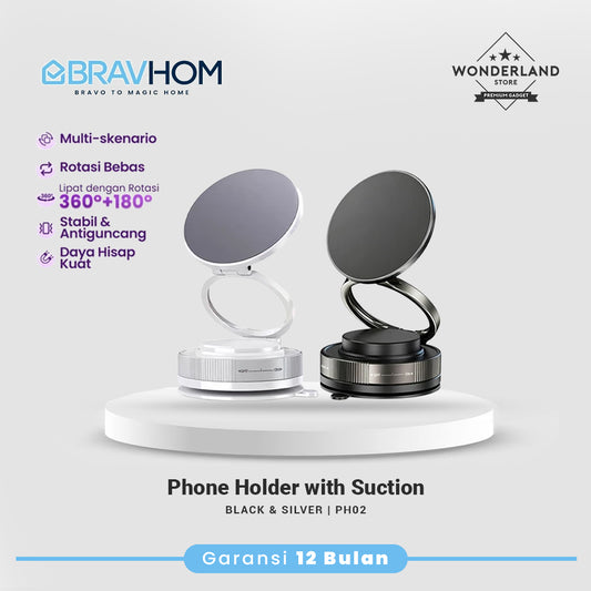 Bravhom PC02 Magnetic Phone Holder Vacuum Suction Strong Magnet 360 Rotatable
