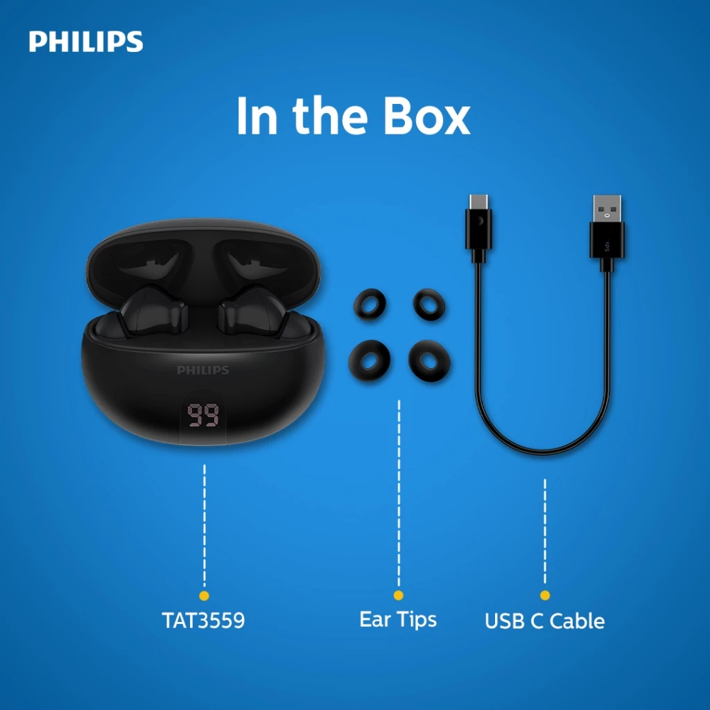 Philips TAT3559 Noise Canceling True Wireless with AI Clear Mic