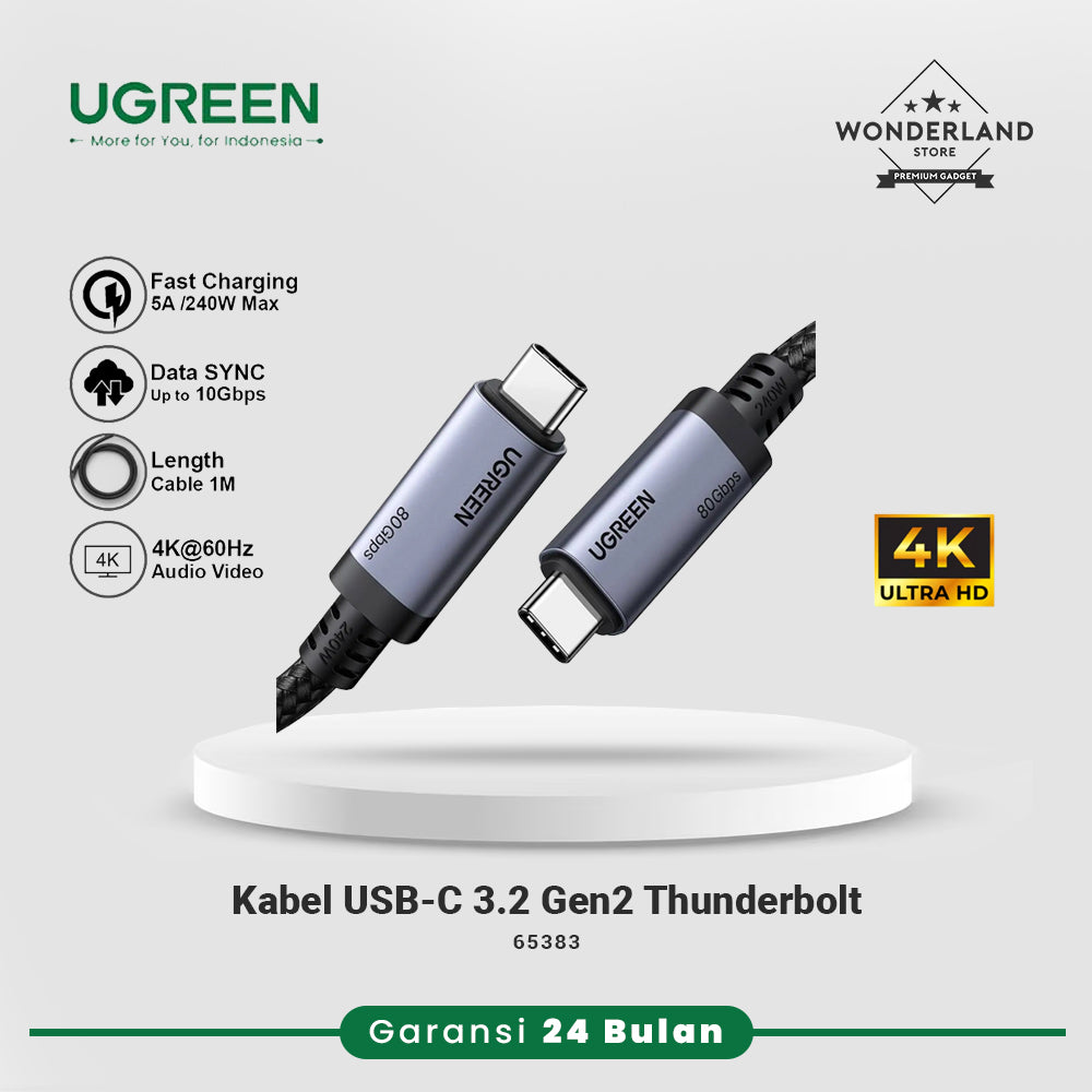 Ugreen Kabel Data Thunderbolt 4 USB C to USB-C to C PD Fast Charging 240W 80Gbps 65383