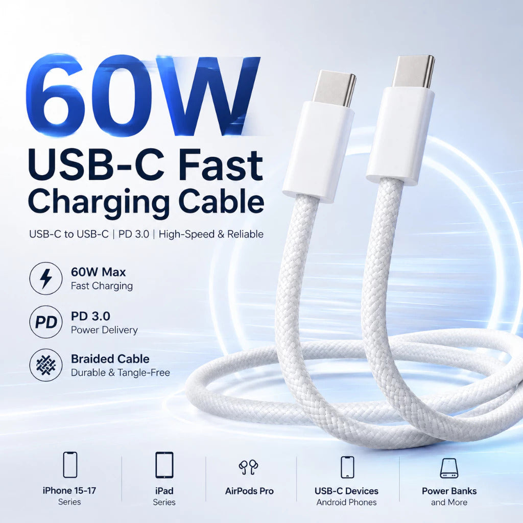 OnPrime Kabel Data USB-C to C 3A 60W Wood Series Nylon Braied SFC PD PPS
