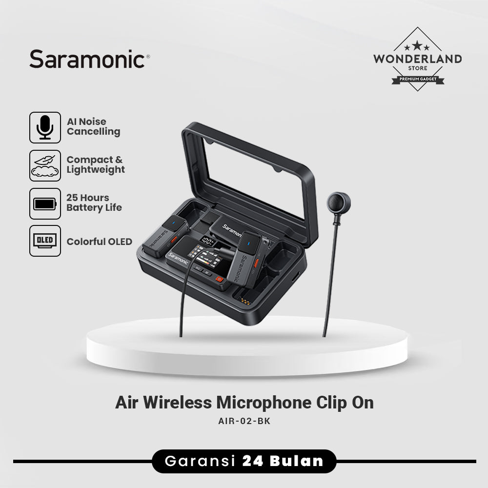 Saramonic Air Wireless Microphone Clip On Lavalier HP Camera Recording Vlog Live Mikrofon Nirkabel