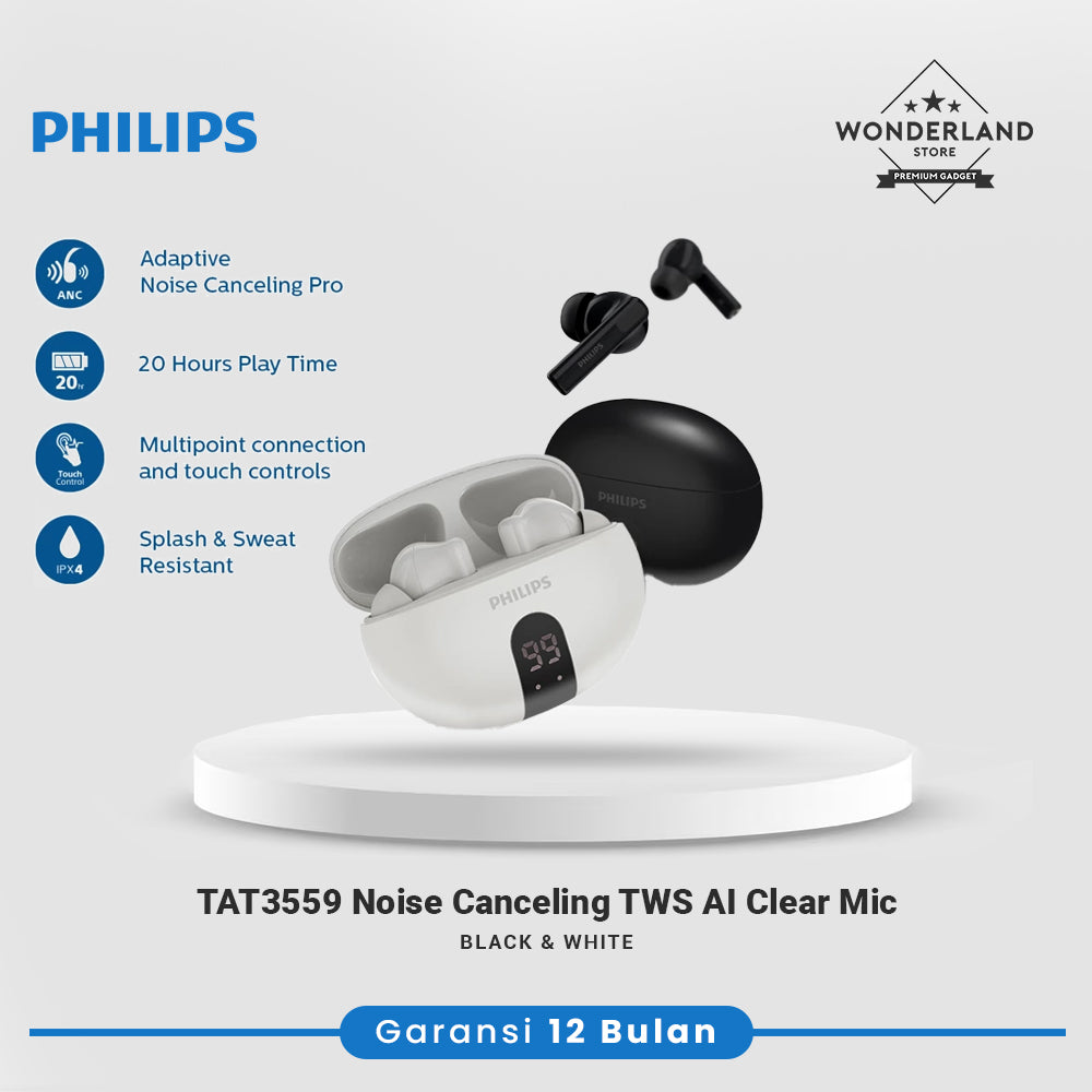 Philips TAT3559 Noise Canceling True Wireless with AI Clear Mic