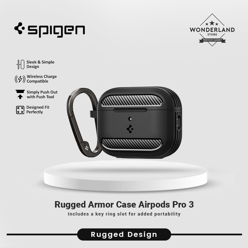 Spigen Case AirPods Pro 3 Spigen Rugged Armor Carbon Anti Crack Support Wireless