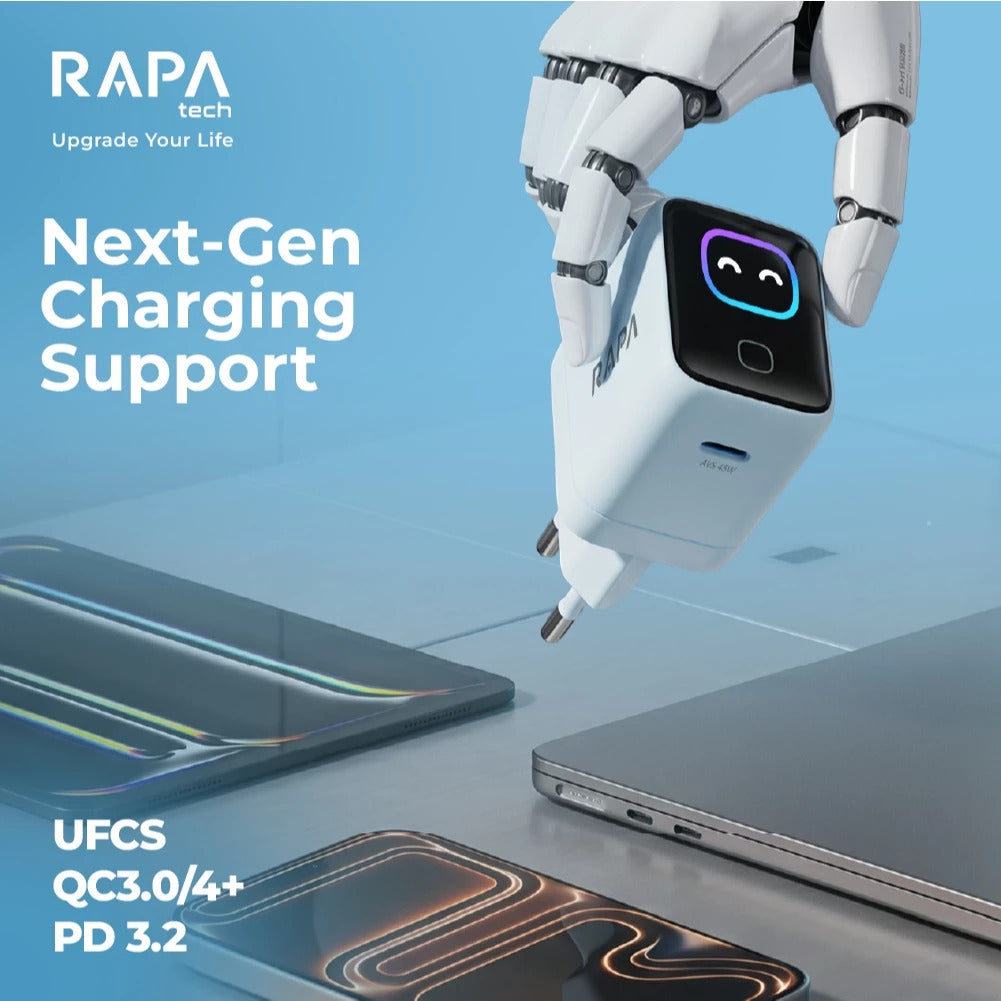 RAPAtech Power ION GaN 45W AVS PD 3.2 Protocol with Adaptive Power Display SFC PD PPS