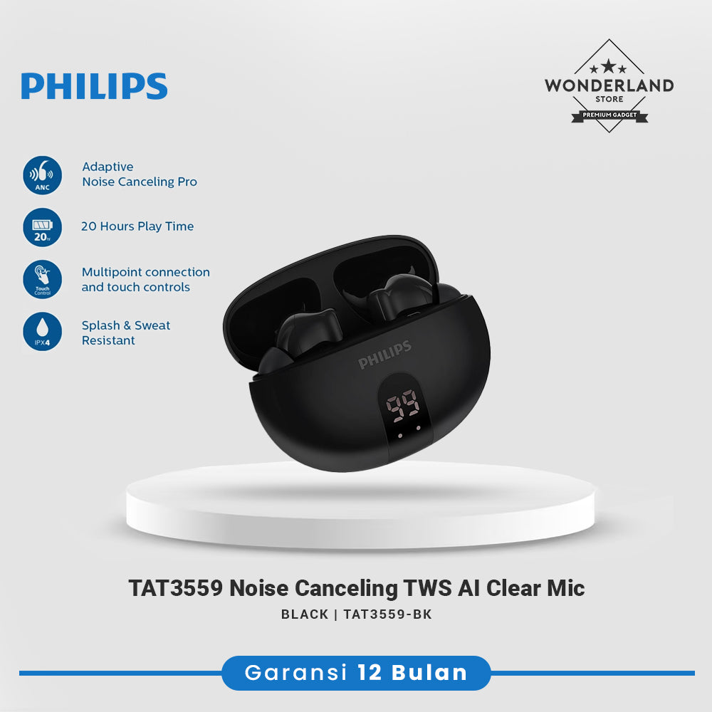 Philips TAT3559 Noise Canceling True Wireless with AI Clear Mic
