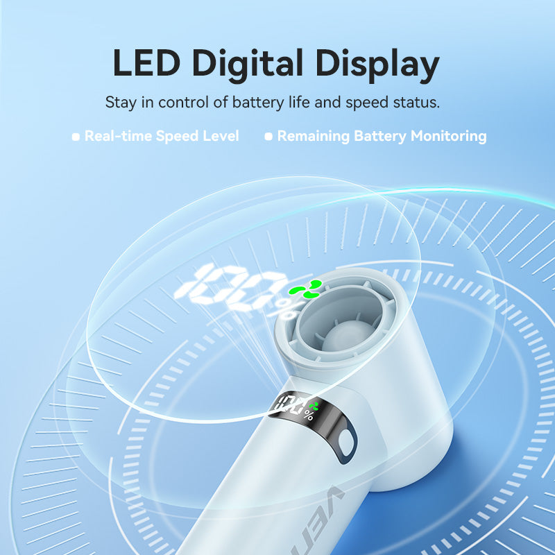 Vention Mini Fan Portable Kipas Angin Genggam Handheld 1700 RPM 3000mAh LED Display With Lanyard - PBE