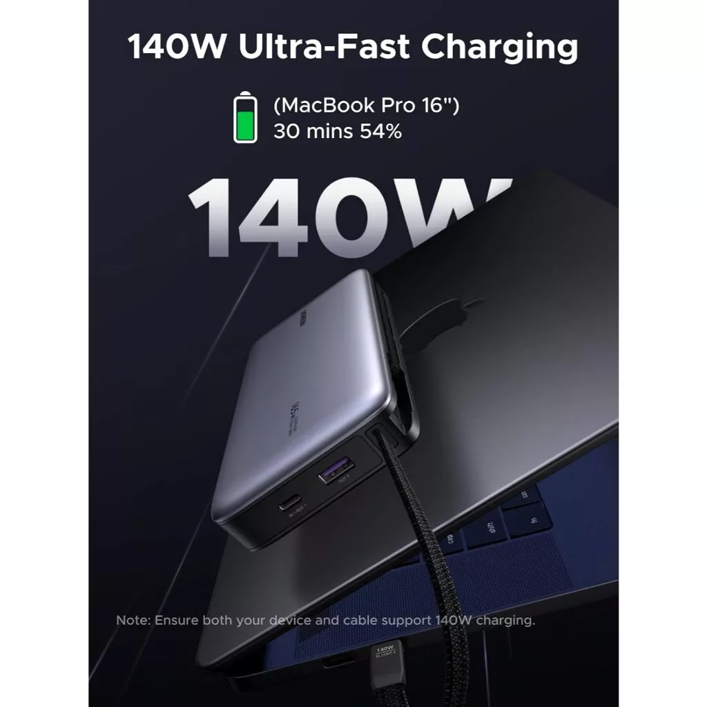 Ugreen Powerbank 165W 25000mAh Built in Cable USB-C PD QC PPS SCP LED Display